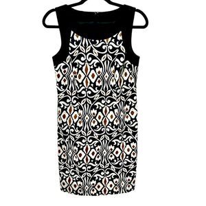 Vintage Talbots Stretch Sleeveless Sheath Dress Patterened Mini Dress Office